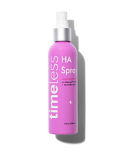 Timeless HA Spray with Matrixyl® 3000 and Lavender Extract in a purple bottle on a white background.