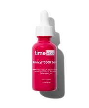 Timeless Matrixyl 3000 Serum in a bright pink glass dropper bottle on a white background with shadow.